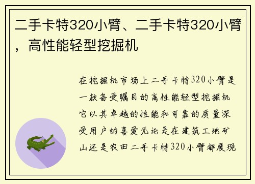 二手卡特320小臂、二手卡特320小臂，高性能轻型挖掘机